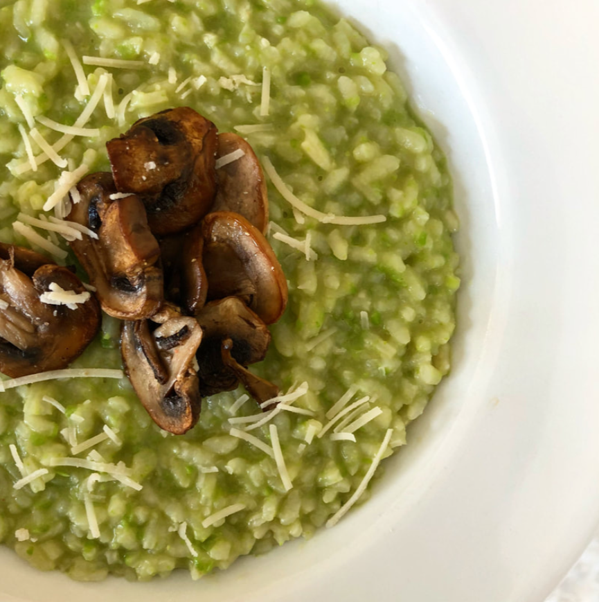 Green pea and mushroom risotto